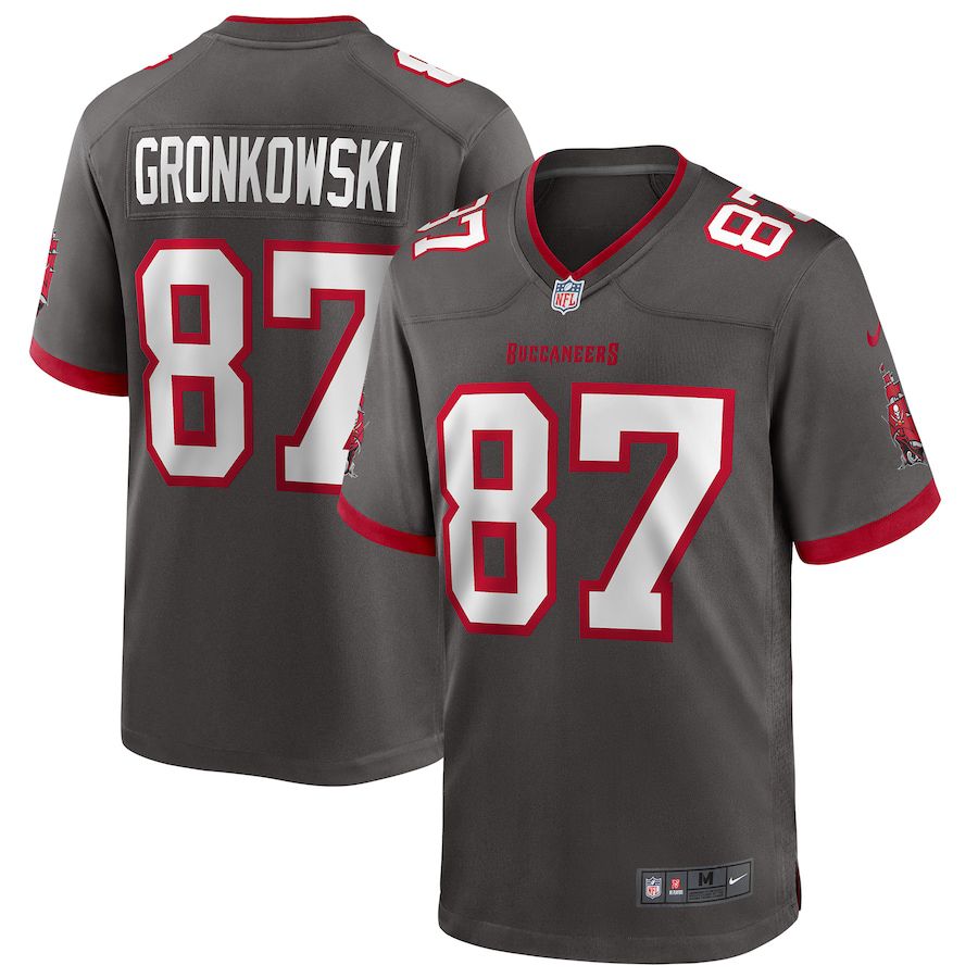 Men Tampa Bay Buccaneers 87 Rob Gronkowski Nike Pewter Alternate Game NFL Jersey